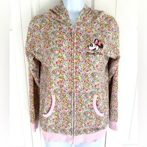 Rare Tokyo Disney Resort Minnie Mouse Hoodie Sweatshirt Zip Up Floral Disney